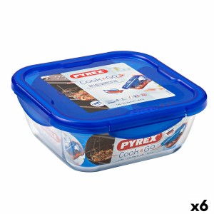 Lunchbox hermetisch Pyrex Cook & go 21 x 21 x 9 cm Blau 1,9 L Glas ...