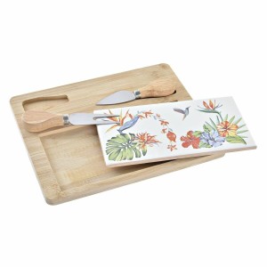 Käsebrett DKD Home Decor Bambus Steingut 24,5 x 20 x 1,2 cm (4 Stüc...