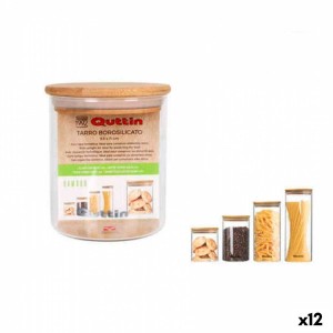 Gefäß Quttin Borosilikatglas Bambus Silikon 500 ml 9,5 x 9,5 x 11,5...