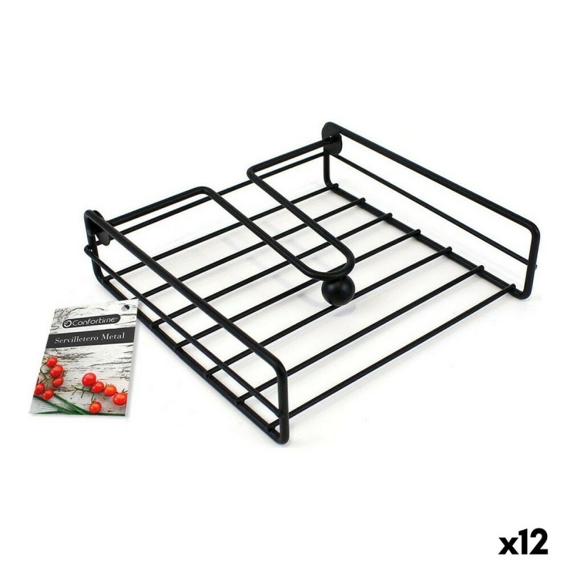 Serviettenring Confortime Schwarz Metall 19 x 19 x 5 cm (12 Stück) ... Serviettenring Confortime Schwarz Metall 19 x 19 x 5 cm (12 Stück) ...