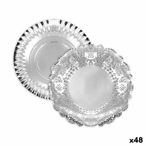 Tablett für Snacks Algon Silberfarben kreisförmig 30 x 30 x 1,5 cm ...