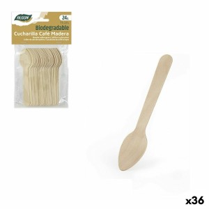 Löffel-Set Algon Kaffee Holz 24 Stücke 11 cm (36 Stück) |  Messer u...