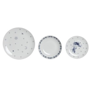 Geschirr-Set DKD Home Decor Blau Weiß Porzellan 18 Stücke 27 x 27 x...
