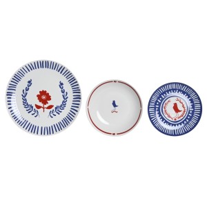 Geschirr-Set DKD Home Decor Blau Weiß Rot Porzellan Mediterraner 18...