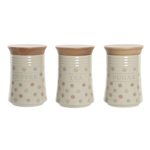 Gefäß DKD Home Decor Beige Bambus Steingut Mit Tupfen 10 x 10 x 16 ...