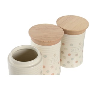 Gefäß DKD Home Decor Beige Bambus Steingut Mit Tupfen 10 x 10 x 16 ...