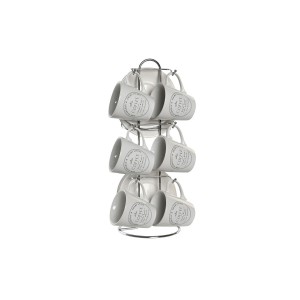 Satz mit Tassen- und Tellern DKD Home Decor Weiß Metall Steingut 90...
