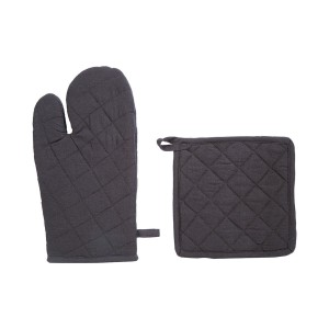 Küchenhandschuh & Grip-Set Atmosphera Baumwolle Dunkelgrau |  Küche...