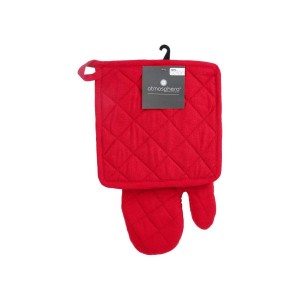 Küchenhandschuh & Grip-Set Atmosphera Rot Baumwolle |  Küchentextil...