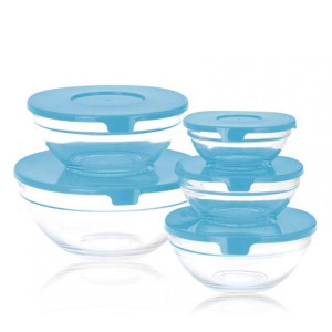 5 Lunchbox-Set Glass EH Blau Durchsichtig |  Brotdosen, Lebensmitte...