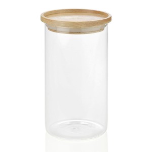 Gefäß Andrea House cc16204 Holz Glas 1,2 L Ø 9,5 x 17,5 cm |  Brotd...