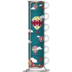 Satz von 6 Kaffeetassen Bialetti Winter Wonderland türkis Porzellan...
