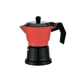 Italienische Kaffeemaschine Feel Maestro MR-1657-3 Schwarz Rot Alum...