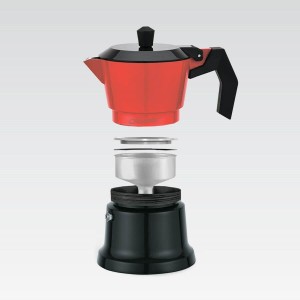 Italienische Kaffeemaschine Feel Maestro MR-1657-3 Schwarz Rot Alum...