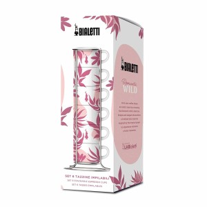 Satz von 6 Kaffeetassen Bialetti 29596 Weiß Rosa Porzellan 90 ml (6...