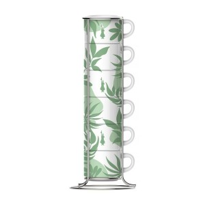 Satz von 6 Kaffeetassen Bialetti 29597 Weiß grün Porzellan 90 ml (6...
