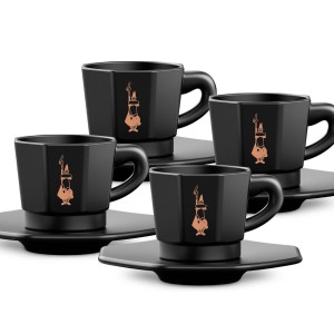 Satz von Kaffeetassen Bialetti 700000671 Schwarz Porzellan 75 ml | ...
