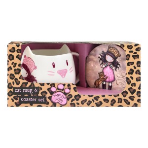 Tasse mit Untertasse Gorjuss Purrrrrfect love aus Keramik Untersetz...