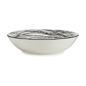 Suppenteller Streifen Porzellan Schwarz Weiß 6 Stück (20 x 4,7 x 20...