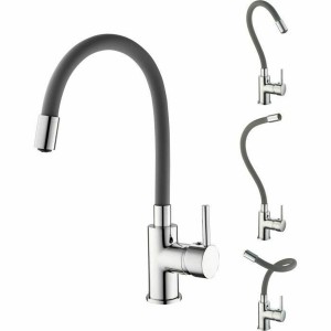 Mischbatterie Rousseau Ilo Grau Metall Flexibler Schlauch |  Wasser...