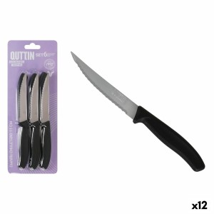 Steakmesser-Set Quttin Schwarz Silberfarben 11 cm 6 Stücke (12 Stüc...