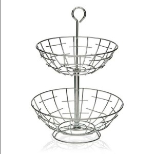 Obstschale Versa 2 Regale Metall Silberfarben Stahl 28 x 41 x 28 cm...