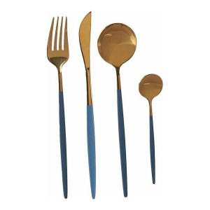 Besteck-Set Kinvara BST-CT022 Grau Gold Edelstahl 16 x 5 x 24,5 cm ...