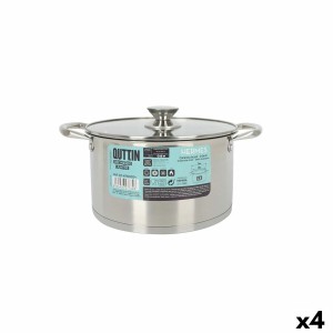 Topf mit Glasabdeckung Quttin Hermes Stahl 5,5 L (4 Stück) |  Pfann...