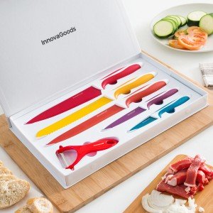 Set of Ceramic Coated Knives with Peeler Knoolvs InnovaGoods 6 Piec...