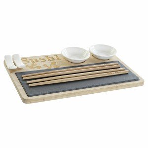 Sushi-Set DKD Home Decor PC-186227 Weiß Schwarz natürlich Bambus Ta...