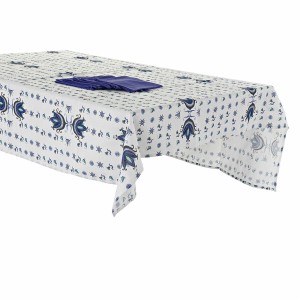 Tischdecke und Servietten DKD Home Decor Blau Weiß 150 x 150 x 0,5 ...