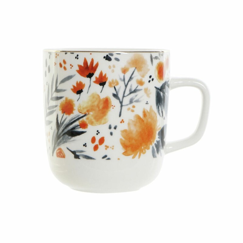Cup DKD Home Decor Porcelain Blue Orange (380 ml) (12 x 8,5 x 9,5 c...