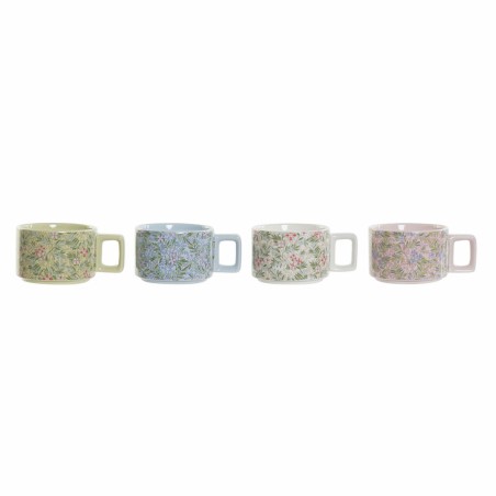 Piece Coffee Cup Set DKD Home Decor Blue Green Pink Metal Dolomite 260 ml