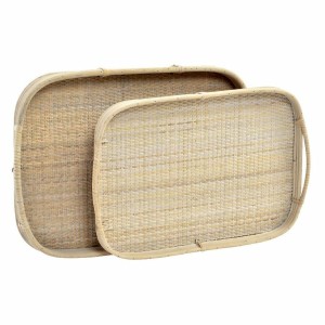 Set of trays DKD Home Decor Brown Rattan (51.5 x 36 x 7.5 cm) (44.5...