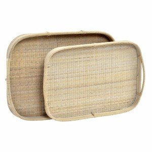 Set of trays DKD Home Decor Brown Rattan (51.5 x 36 x 7.5 cm) (44.5...