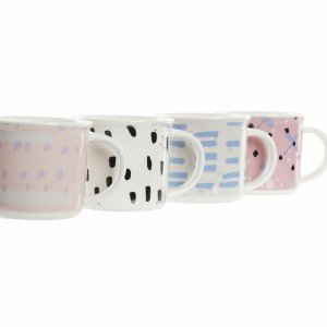 Tasse mug DKD Home Decor Noir Bleu Rose Blanc Grès (310 ml) (4 Unit...