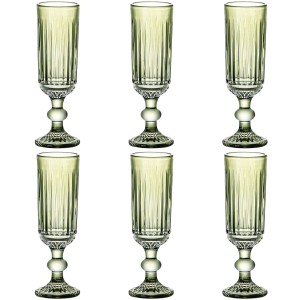 Gläsersatz Home ESPRIT grün Kristall 6 x 6 x 18,4 cm (6 Stück) |  G...