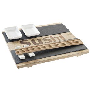 Sushi-Set DKD Home Decor Schwarz natürlich Bambus Tafel Orientalisc...