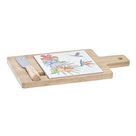 Cheeseboard DKD Home Decor Bamboo Aluminium Stoneware 21,5 x 11,8 x...