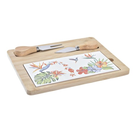 Käsebrett DKD Home Decor Bambus Steingut 24,5 x 20 x 1,2 cm (4 Stüc...