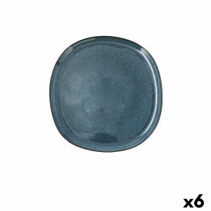 Flat plate Bidasoa Ikonic Ceramic Blue (20,2 x 19,7 x 1,3 cm) (Pack...