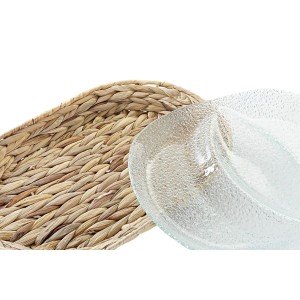 Snack tray DKD Home Decor 38 x 25 x 4 cm Crystal Natural Transparen...