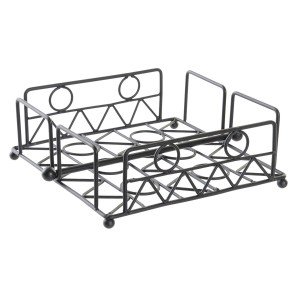Napkin holder DKD Home Decor Geometric Black Metal 18 x 18 x 7 cm |...