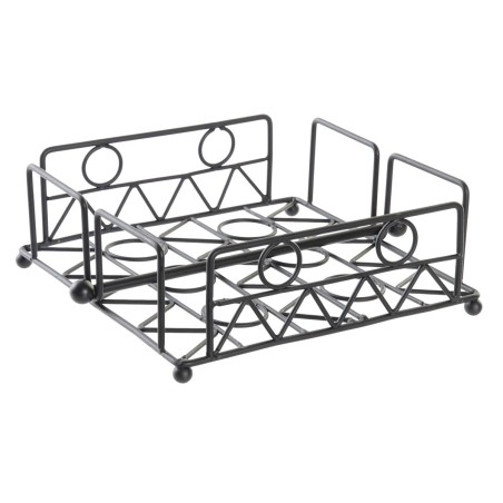 Serviettenring DKD Home Decor Geometrisch Schwarz Metall 18 x 18 x ...