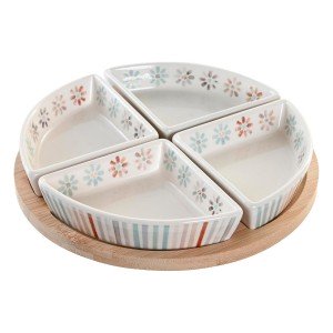 Snack tray DKD Home Decor 21,5 x 21,5 x 1 cm Multicolour Stoneware ...
