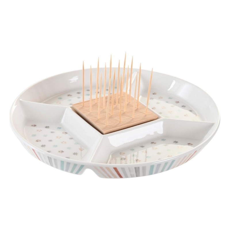 Plateau apéritif DKD Home Decor 23,5 x 23,5 x 3 cm Multicouleur Grè...