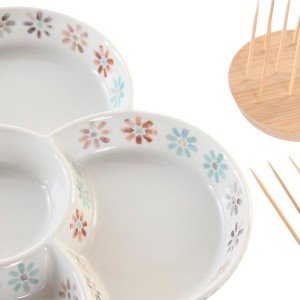 Snack tray DKD Home Decor Multicolour 22 x 22 x 3 cm Stoneware |  P...