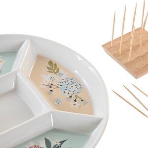 Snack tray DKD Home Decor 23,5 x 23,5 x 3 cm Green Stoneware |  Pla...