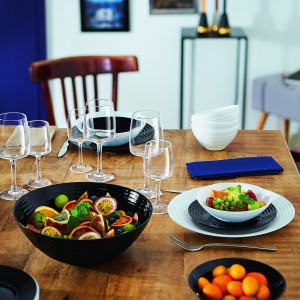 Assiettes Luminarc 1900 Blanc/Noir verre 18 Pièces |  Assiettes, pl...