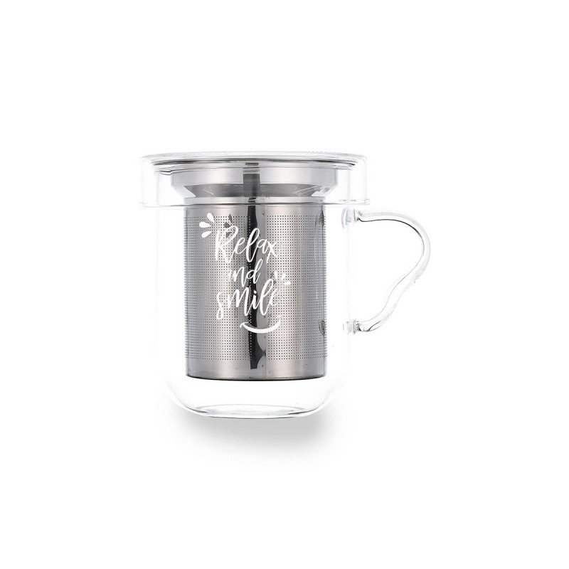 Cup with Tea Filter Quid Serenia Transparent 350 ml (3 Pieces) |  C...